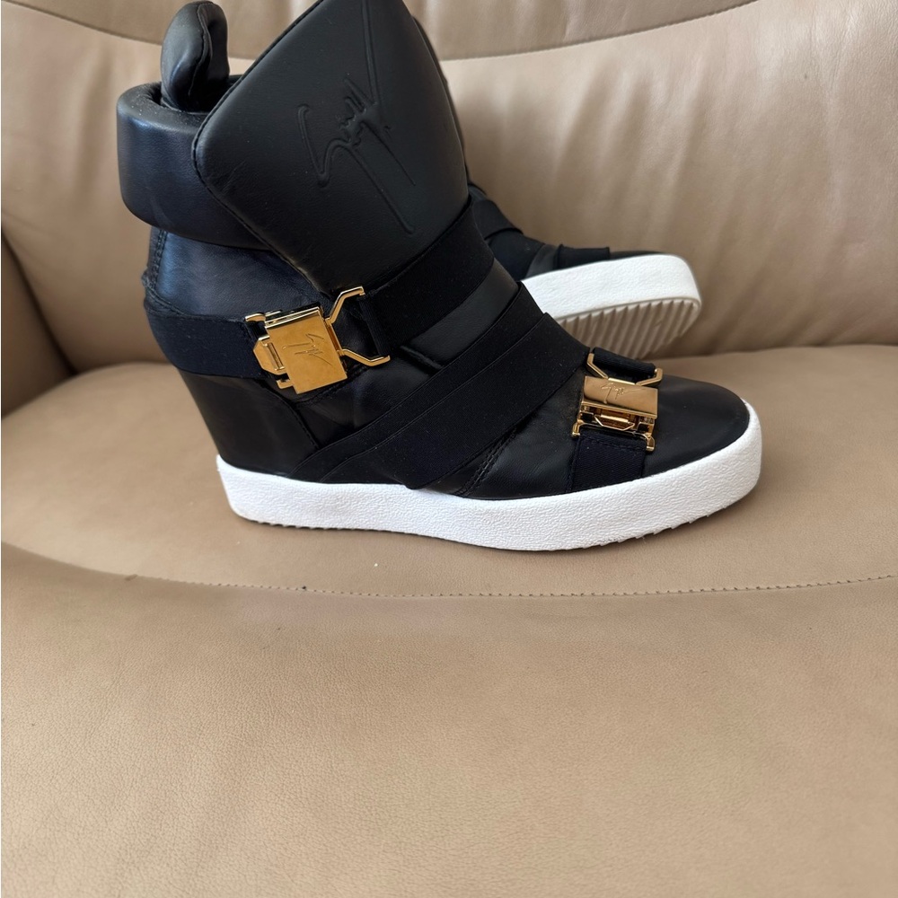 Giuseppe Zanotti wedge sneakers black and gold - Picture 5 of 7
